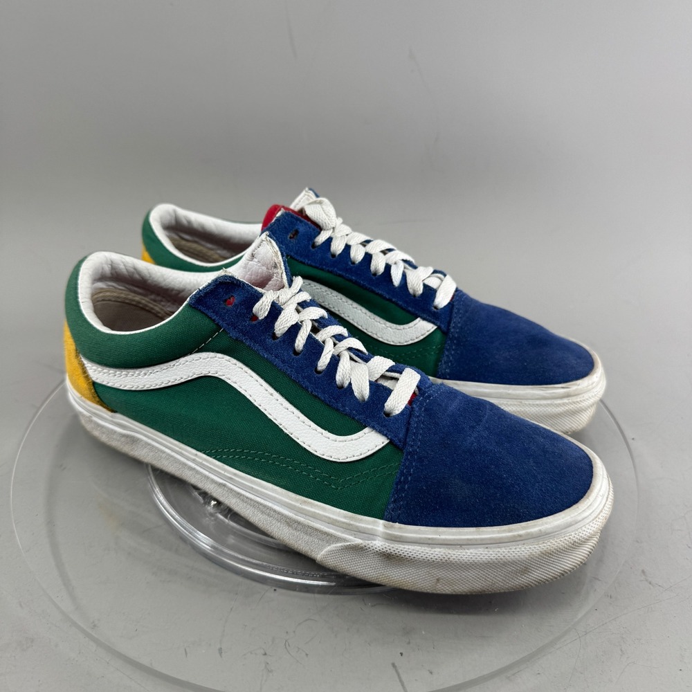 Vans Unisex Old Skool Multi-Color Suede Canvas Skate Shoes Blue Green 8/6.5